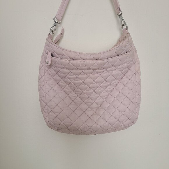MZ Wallace Crosby Quilted Hobo Shoulder Bag Nylon Pink - Picture 2 of 11